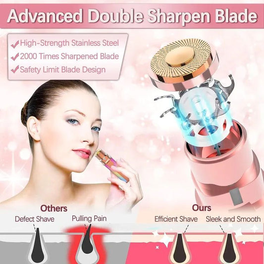 2in1 Electric Eyebrow Trimmer and Shaver Rechargeable Hair Remover for All Parts Use in Pen Flawless Hair Remover Rechargeable Painless Precision Eyebrow Trimmer and Eyebrow Razor Tool with LED Light for Face Lips Nose Chin Arm