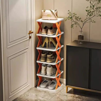 6 Layer X Shap Stackable Shoe Rack Shoe Stand Support Home Door Entrance Shoes Rack Space Saving Cabinet Shoe Storage Organizer