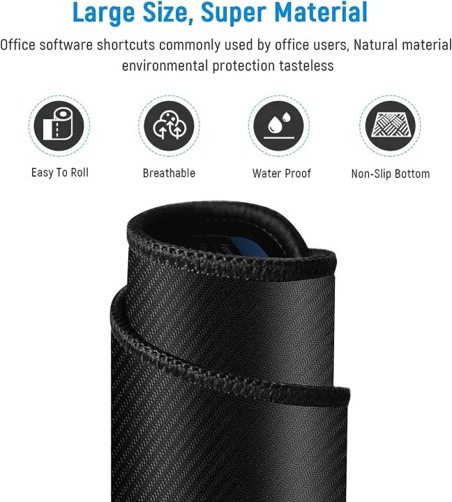 Keyboard Shortcut Mouse Pad, Office/Excel/Word/PPT Shortcuts Cheat Sheet Mat, Quick Key Super Large Anti-Slip Keyboard Pad wit Clear Shortcut Key