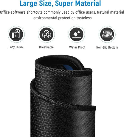 Keyboard Shortcut Mouse Pad, Office/Excel/Word/PPT Shortcuts Cheat Sheet Mat, Quick Key Super Large Anti-Slip Keyboard Pad wit Clear Shortcut Key