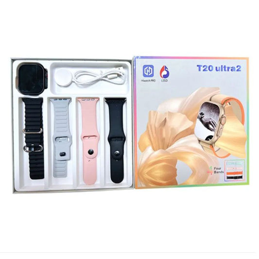 T20 ultra2 with 4 Strap Series 9 Gesture Operation Bluetooth Call Smartwatch Wireless Charging HD Big Screen Fitness Watch